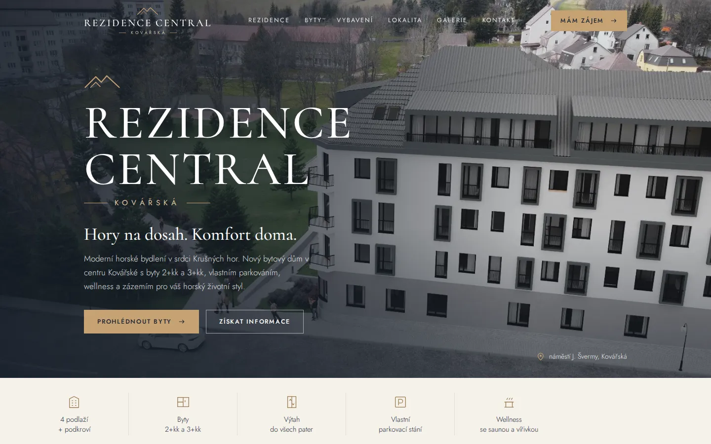 Náhled webu Rezidence Central Kovářská